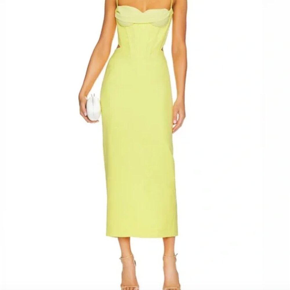 Bardot Martini Midi Dress Yellow- Size 2